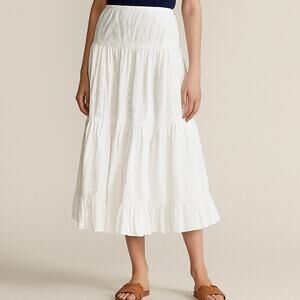 Lauren Ralph Lauren Embroidered Mesh Tiered Midi Skirt